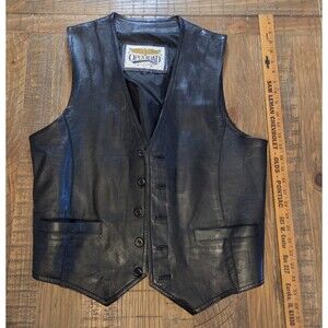 Vintage Open Road Leather biker vest buttons mens size L